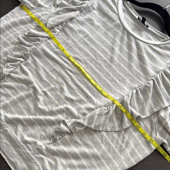 Striped Gray Ruffle Top - Picture 4 of 7